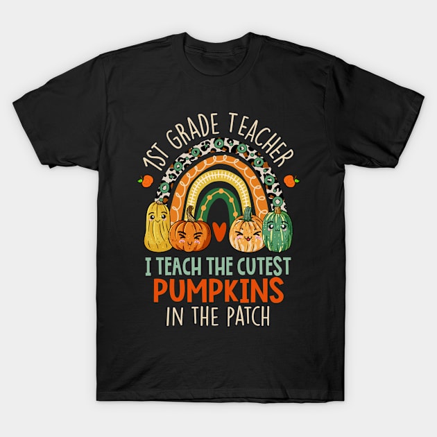 I Teach The Cutest Pumpkins - 1st Grade Teacher Halloween T-Shirt by paveldmit